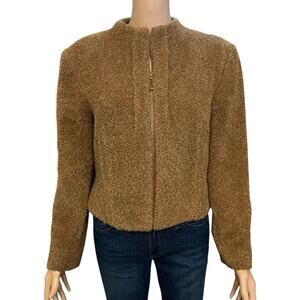 Marisa Minicucci Alpaca Wool Teddy Jacket 8 Zip Up Brown Short Minimalist Casual